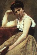  Jean Baptiste Camille  Corot Interrupted Reading Germany oil painting reproduction